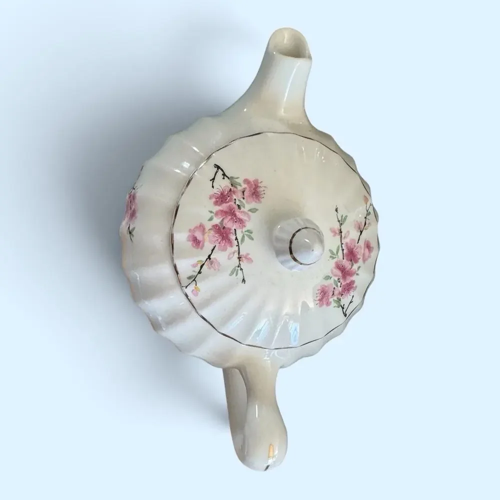 Vintage W S George Bolero Peach Blossom 22 Carat Gold Trim Tea Pot